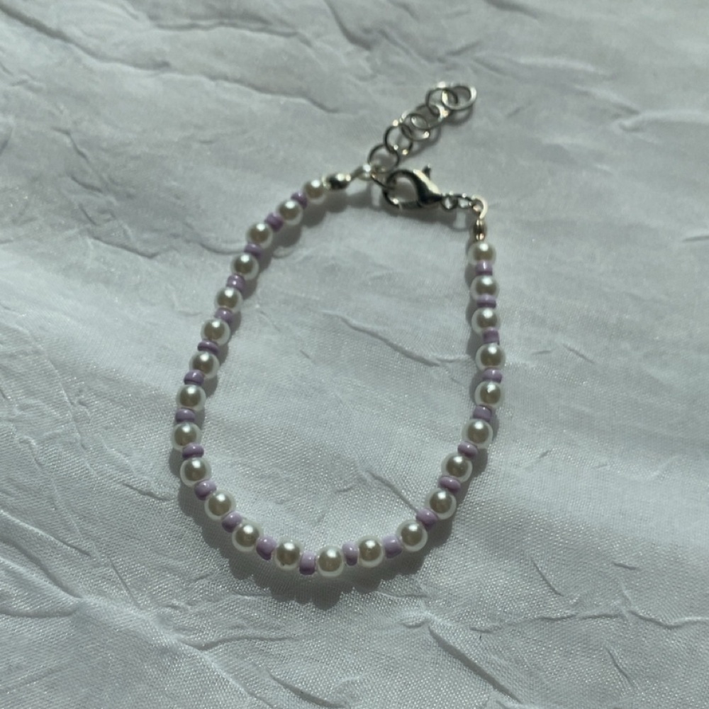 Pearl and Lavender Beaded Bracelet
